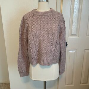 Velvet by Graham and Spencer Cozy purple Mauve Cable Knit Sweater
